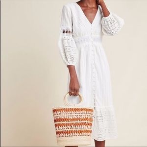 Anthropology white ebba bohemian eyelet dress